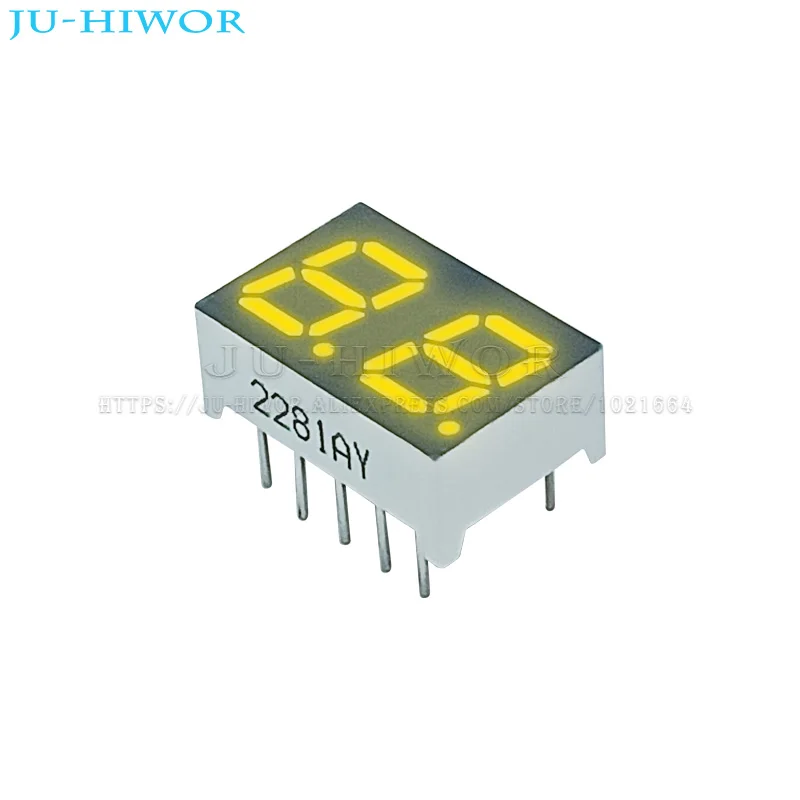 10szt 0.28 Inch 10Pins 2281AY 2281BY 2 Digits Bits 7 Segment Yellow LED Digital Display Digitron Common Anode Cathode C-C C-A