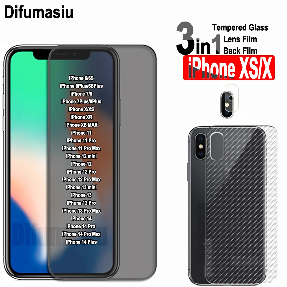 3in1 For Apple iPhone XS Privacy Anti Peeping Tempered Glass iPhone XR XS MAX 14 7 6S 8 Plus iPhone 11 12 13 14 Pro Max Screen P