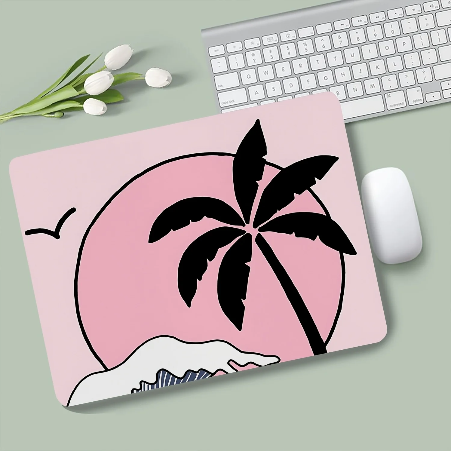 

Коврик для мыши с японским узором и изображением кокосовой пальмы, резиновый, нескользящий, для компьютера