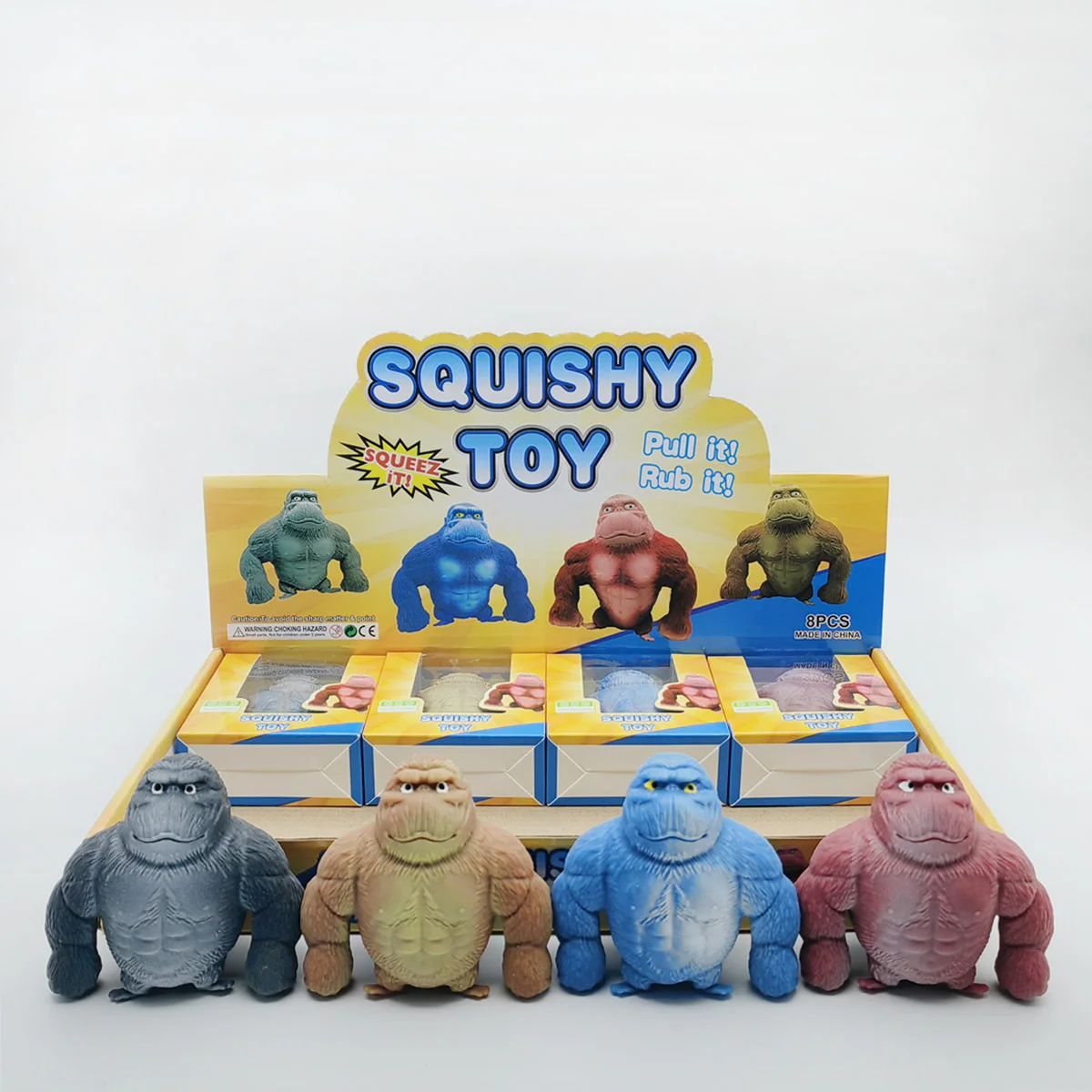 Figuras de gorilas adorables, estatuas de monos con expresiones humorísticas, juguete antiestrés elástico para apretar, adorno de oficina, decoración del hogar