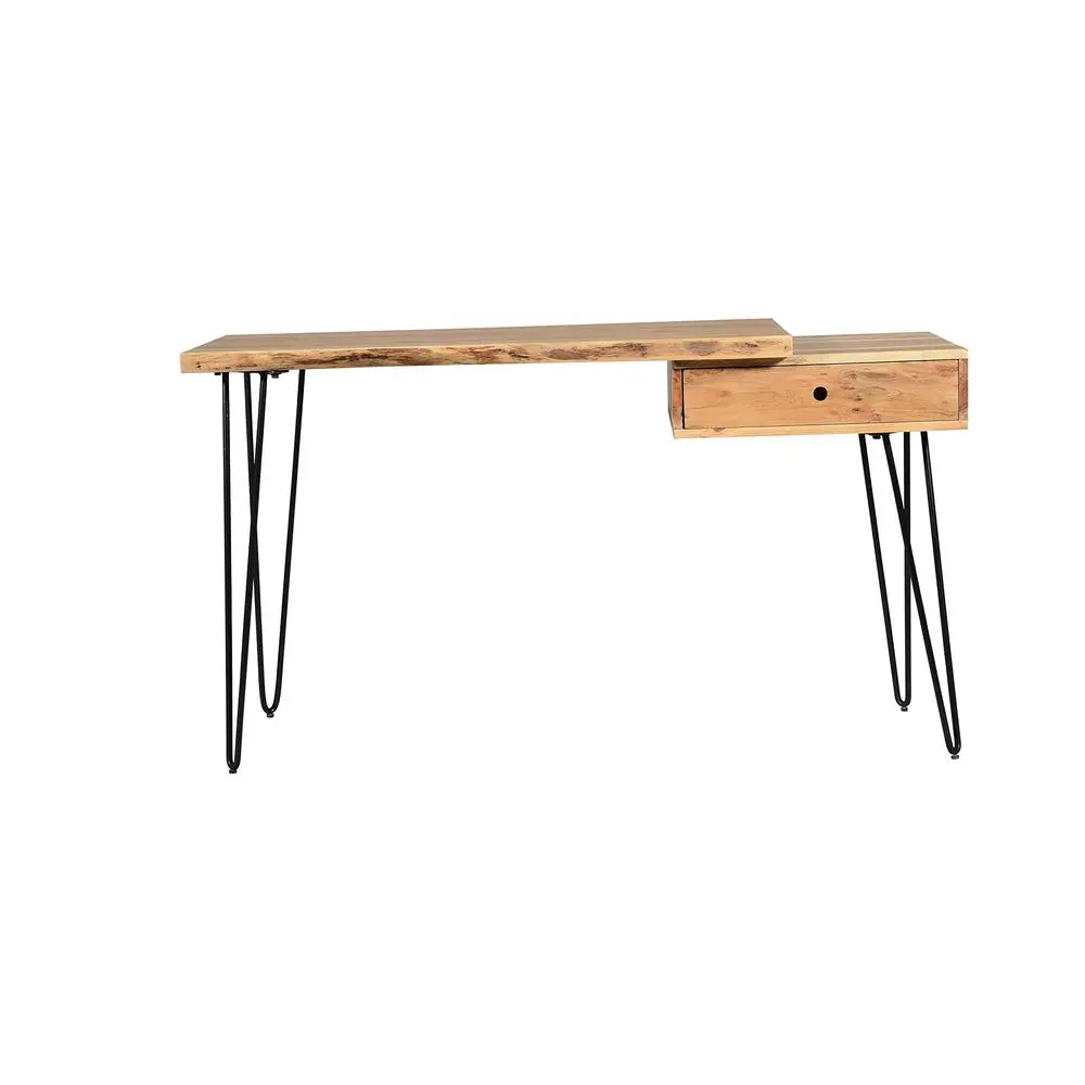 

Natures Edge Solid Acacia Writing Desk with Drawer, Modern Home Office Desk for Bedroom or Living Room, Natural