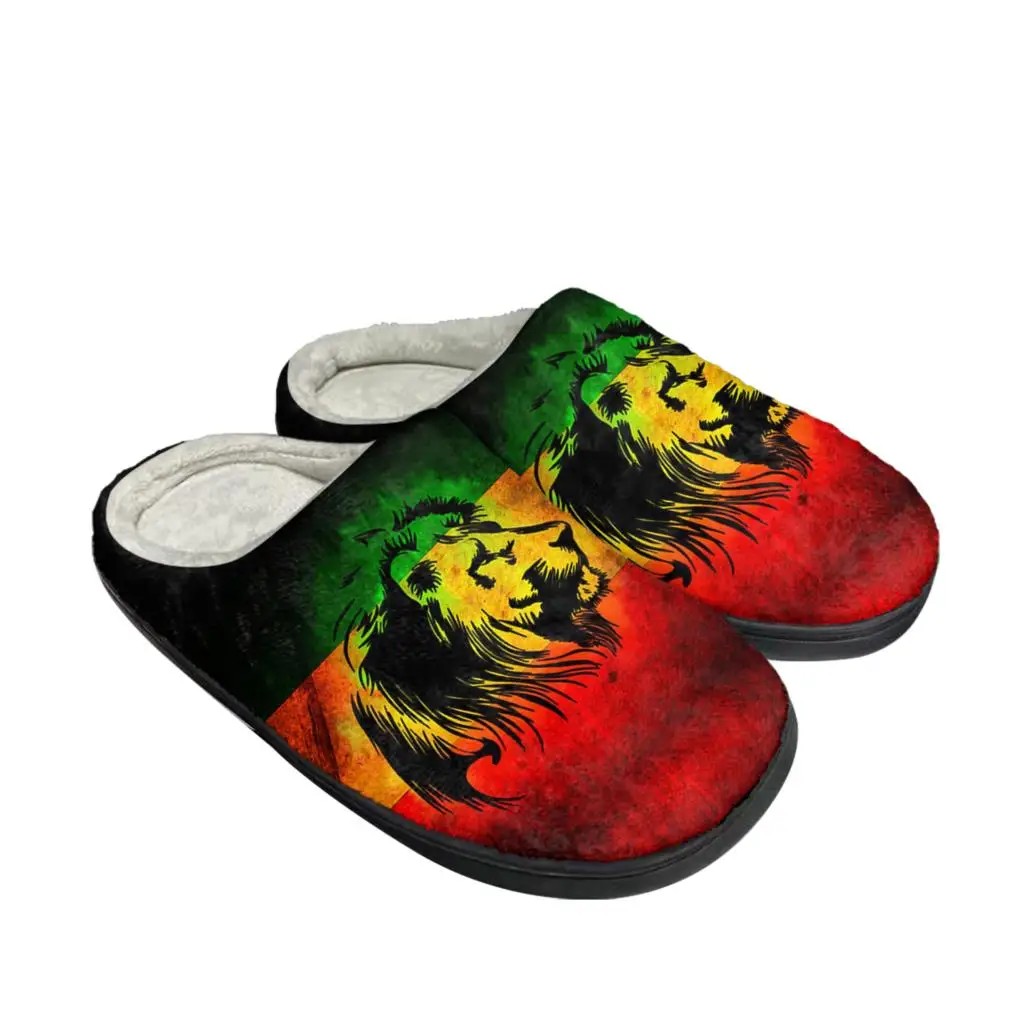 Reggae Rastafarian Rasta Rastafari Leone di Giuda Pantofole personalizzate in cotone per la casa Sandali da donna per uomo Peluche Casual Mantieni calde le scarpe