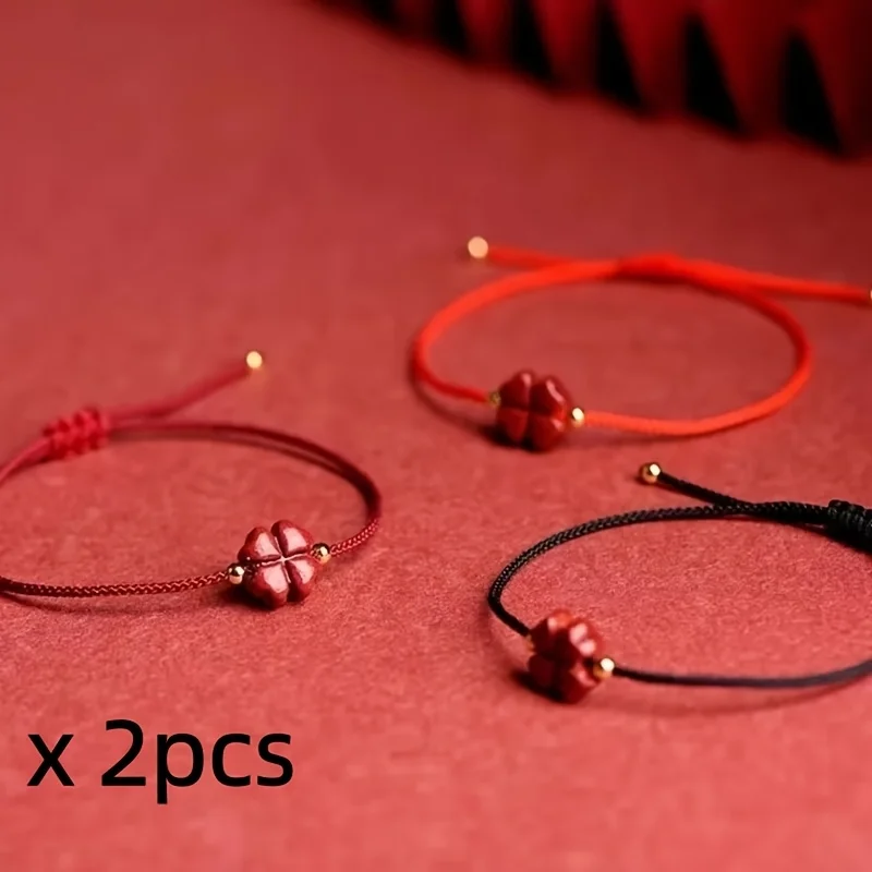2pcs Lucky Grass Transit Bracelet, Woven Bracelet Couple Bracelet