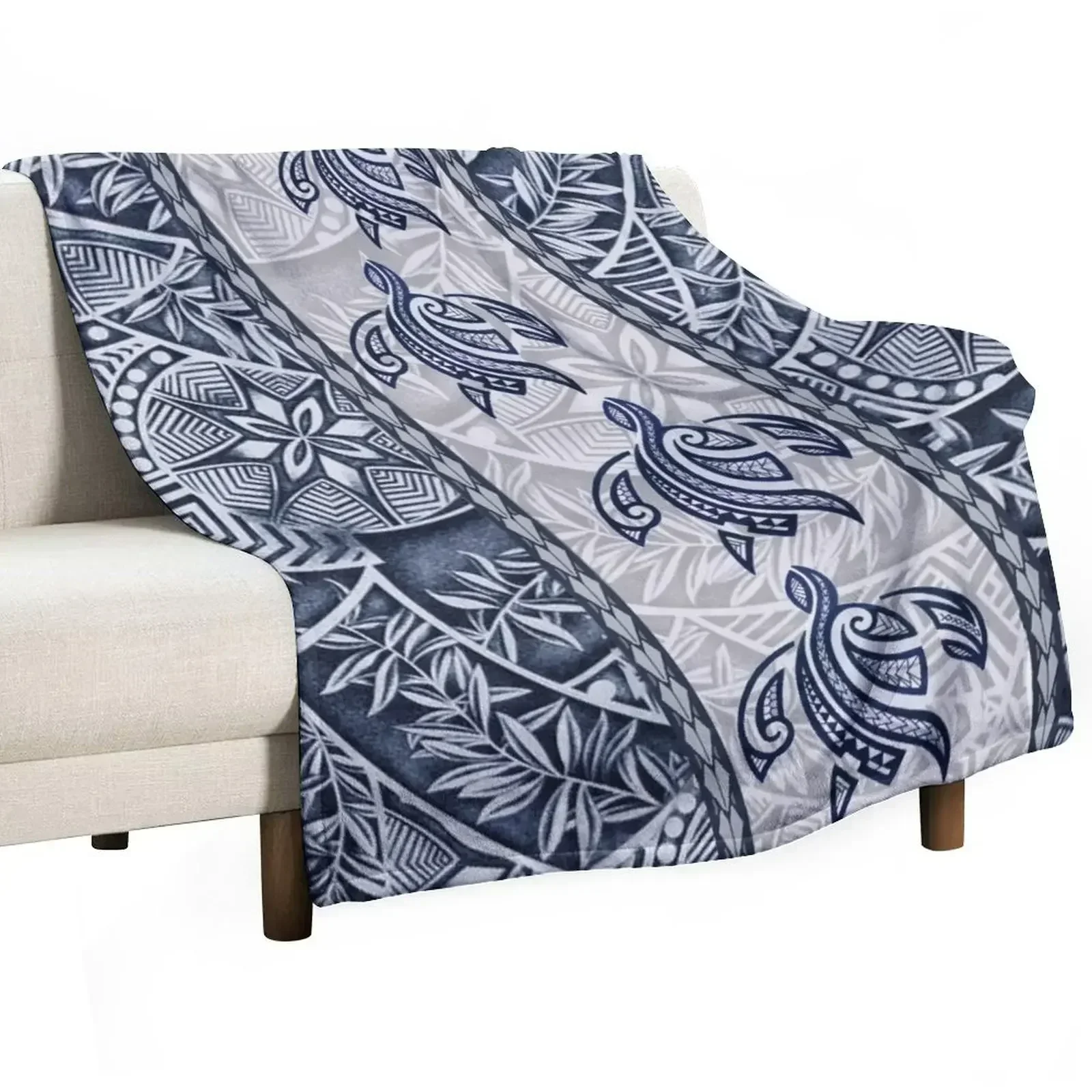 

Ocean Blue Honu Tapa Fusion Throw Blanket Baby Thermals For Travel Warm Luxury Designer Blankets