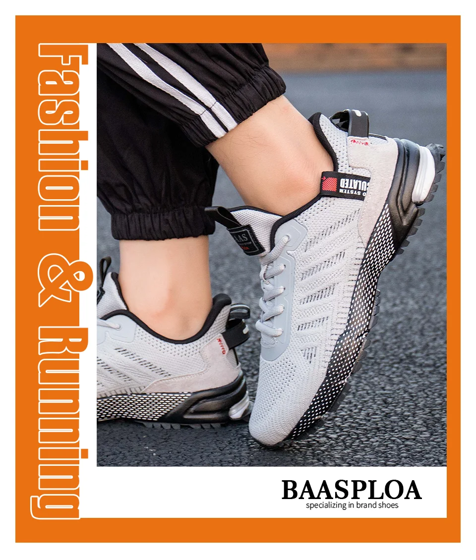 

Baasploa Men Trail Running Shoes Lightweight Designer Mesh permeable Men Sneakers Lace-Up Outdoor Hiking Sports Tennis Footwear