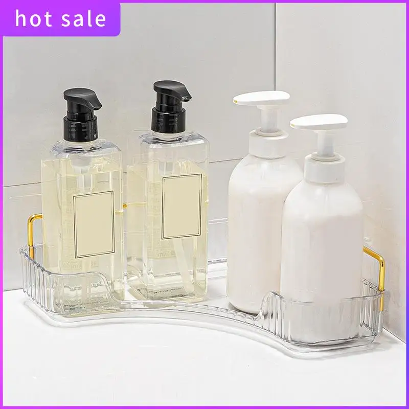 

HGSW-1 PCS Corner Bathroom Counter Organizer PET+Metal 25.5X16.5X8cm For Vanity Perfume Tray For Corner Storage C