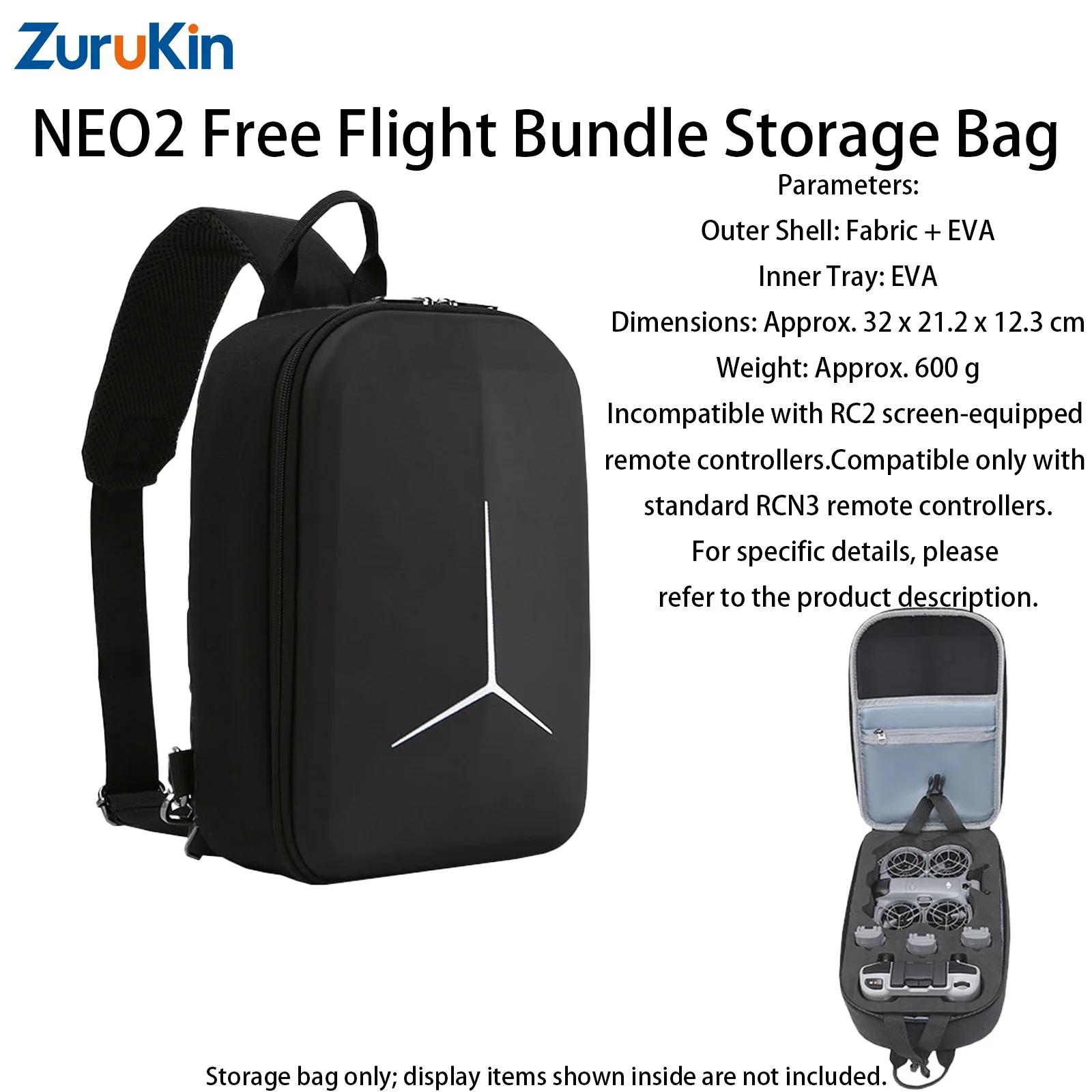 

ZuruKin Rcxb042 Dji Neo 2 Fly More Combo Chest Bag Portable Eva Storage Backpack For Rcn3 Remote Control