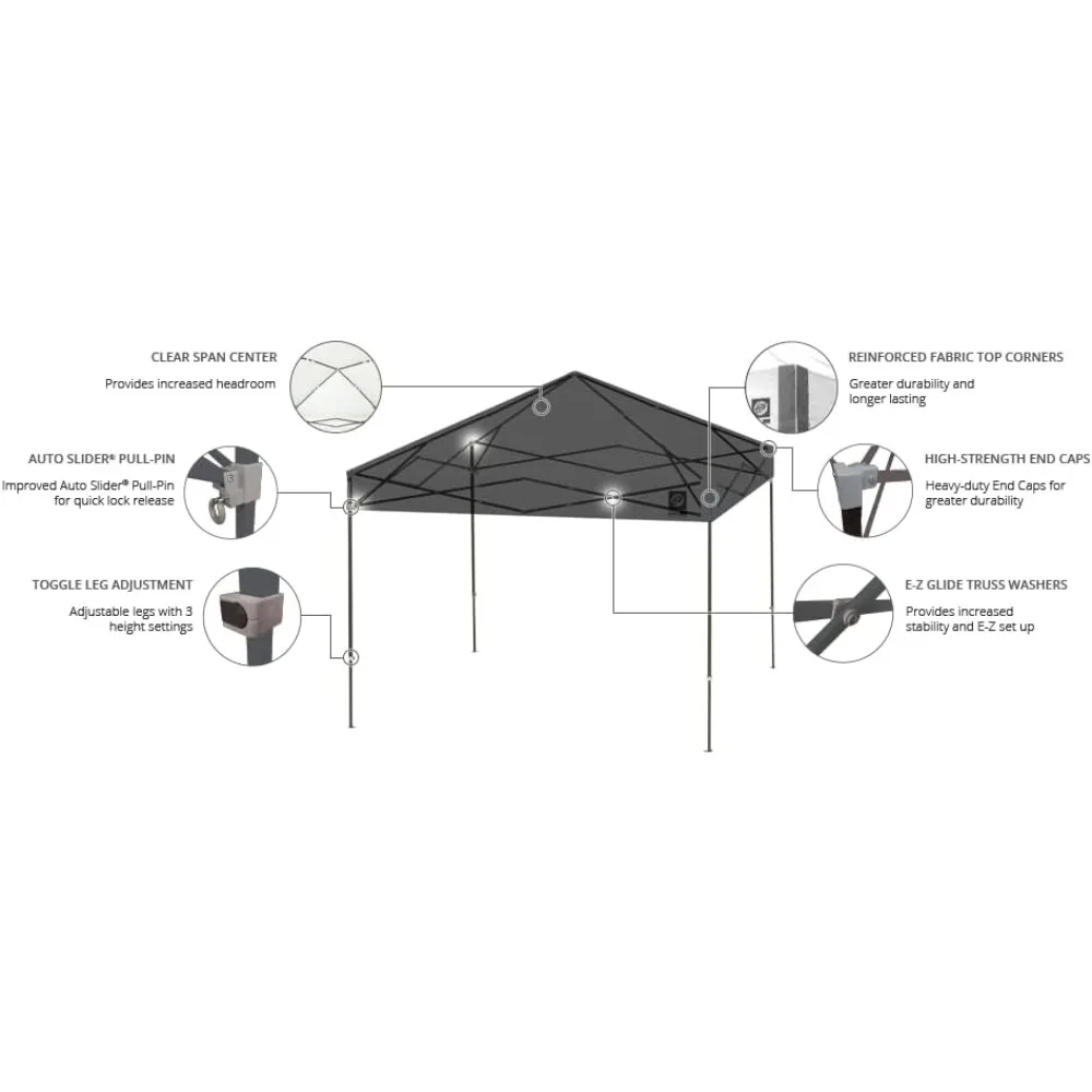 アンバサダー インスタント ポップアップ キャノピー テント、10 フィート x 10 フィート、ローラー バッグと 4 ピース スパイク セット、キャノピー テント