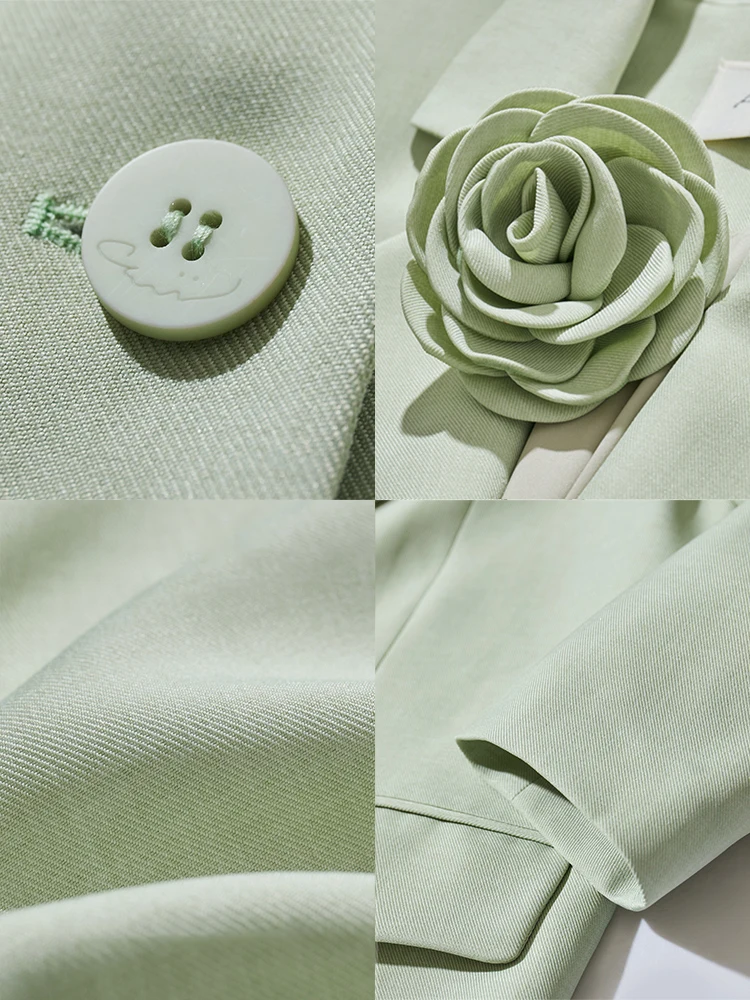 AMII Minimalist 2023 Suits For Woman Winter New Loose Coat Removable Camellia Brooch Notched Lady Trendy Long Blazers 12343295
