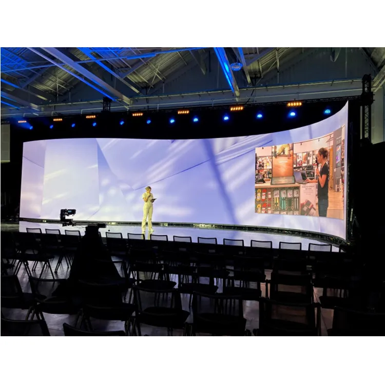 شاشة LED منتج ساخن P3.91 تأجير منحني داخلي خزانة مرنة 500x500 مللي متر لوحة تأجير شاشة الأحداث للبيع
