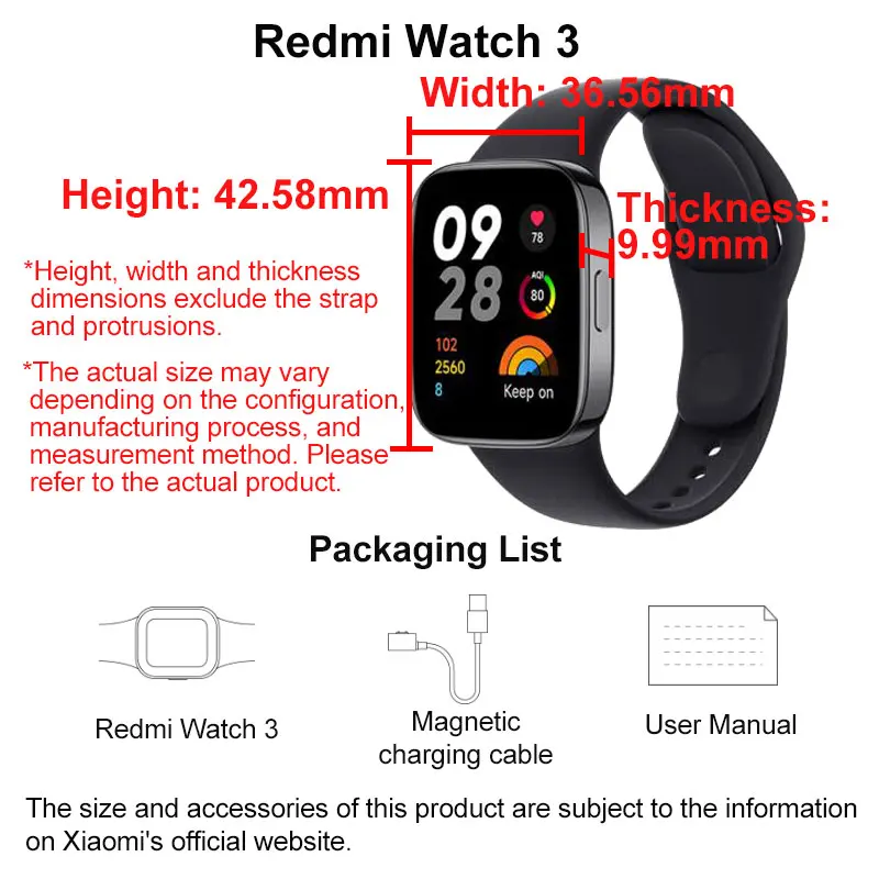 Xiaomi Redmi Watch 3 smartwatch, 1.75 \