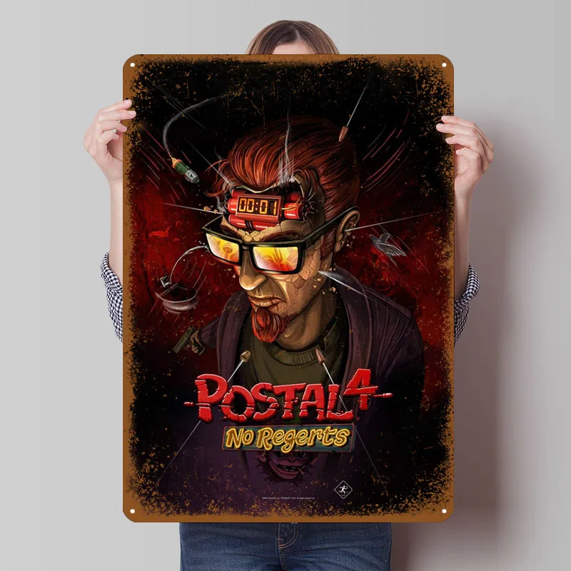POSTAL 4 Key Art Sign Video Game Poster Living Room Decorations Custom Metal Tin Signs for Wall Art Decoration Home Decor Bar