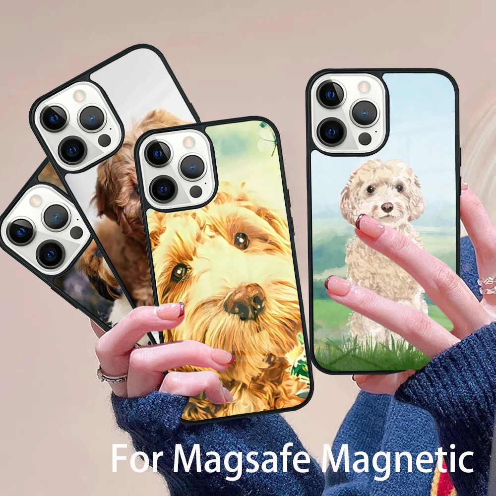 

Cute Cockapoo Dog Phone Case Magesafe Magnetic Wireless Charge Cover For IPhone 16 11 12 13 14 15 Pro Max Plus Mini