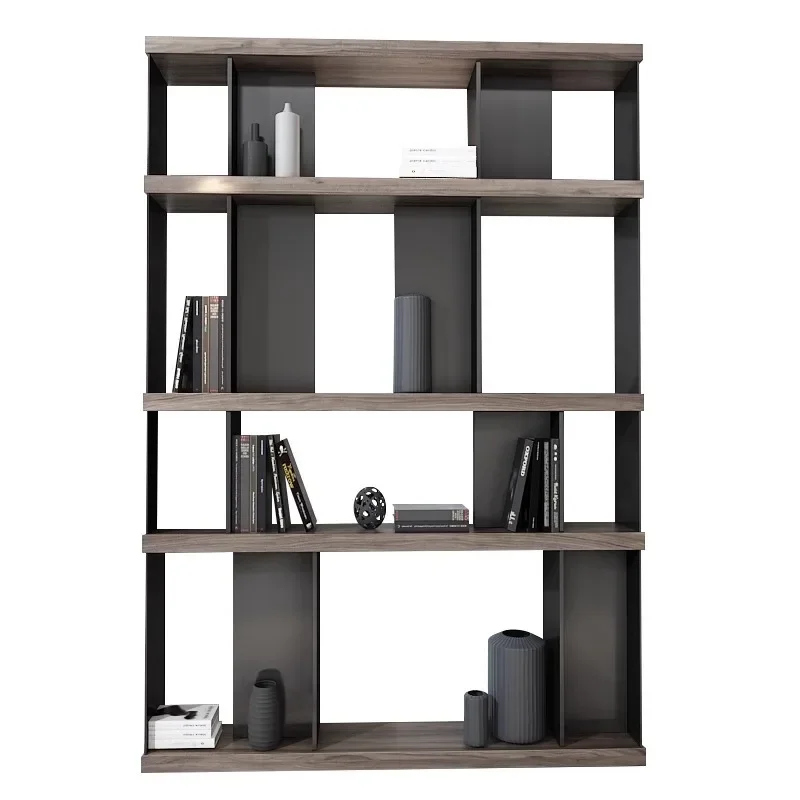 

Italian minimalist bookshelf, light luxury solid wood display shelf, study storage locker