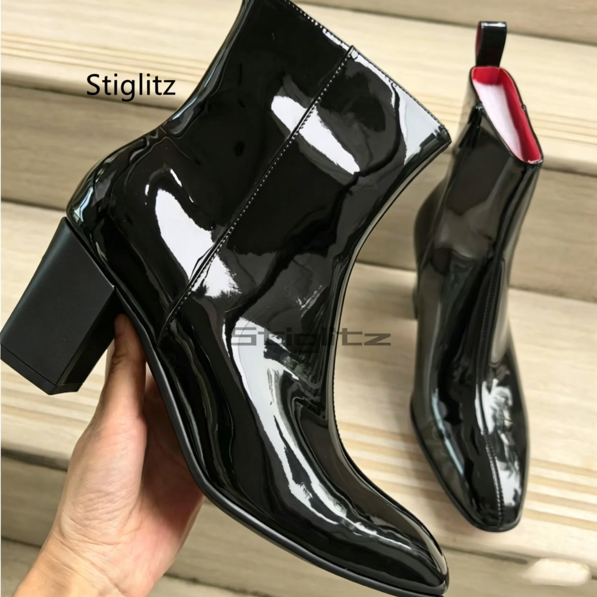 

Черные яркие кожаные мужские ботинки на высоком каблуке, стильные ботильоны «Челси», зимняя повседневная деловая свадебная мужская обувь в стиле вестерн