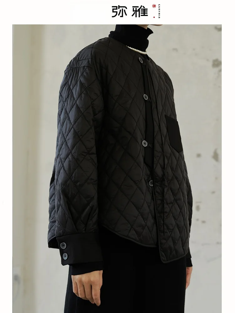 

Свободная хлопковая куртка с утепленным стеганым дизайном, длинными рукавами, круглым вырезом, тонкая, модная, в китайском художественном стиле, новинка.