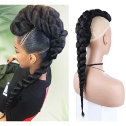 Blice Synthetic High Puff Afro Kinky Straight Middle-Part Wig Natural Black Clips In Jumbo Braid Hairpiece Ponytail 76cm Chignon