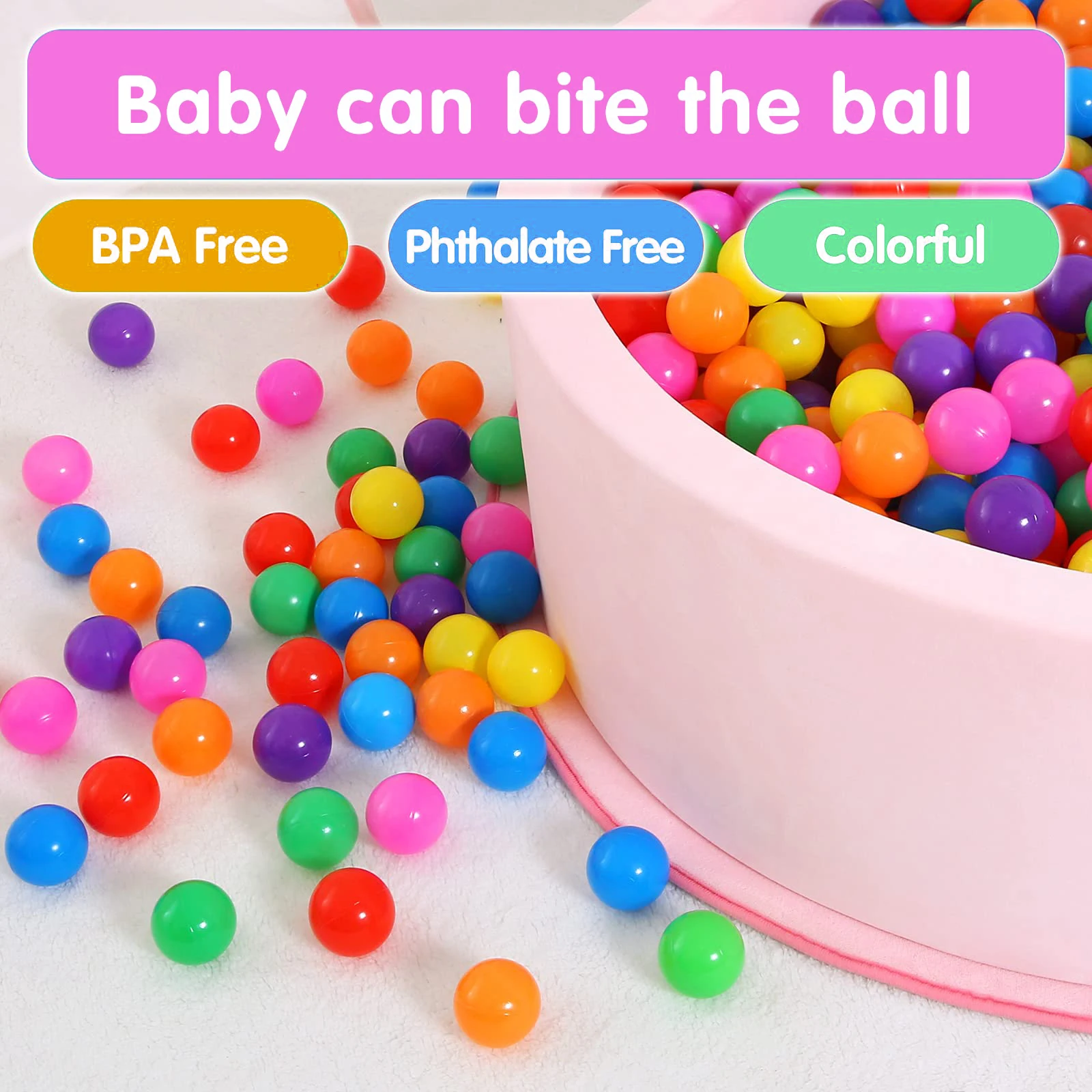 5.5CM 100Pcs/bags Baby Plastic PE Ball Pit Balls Colorful Soft Ocean Ball for Children Kid Play House Tents Outdoor Sport Toys