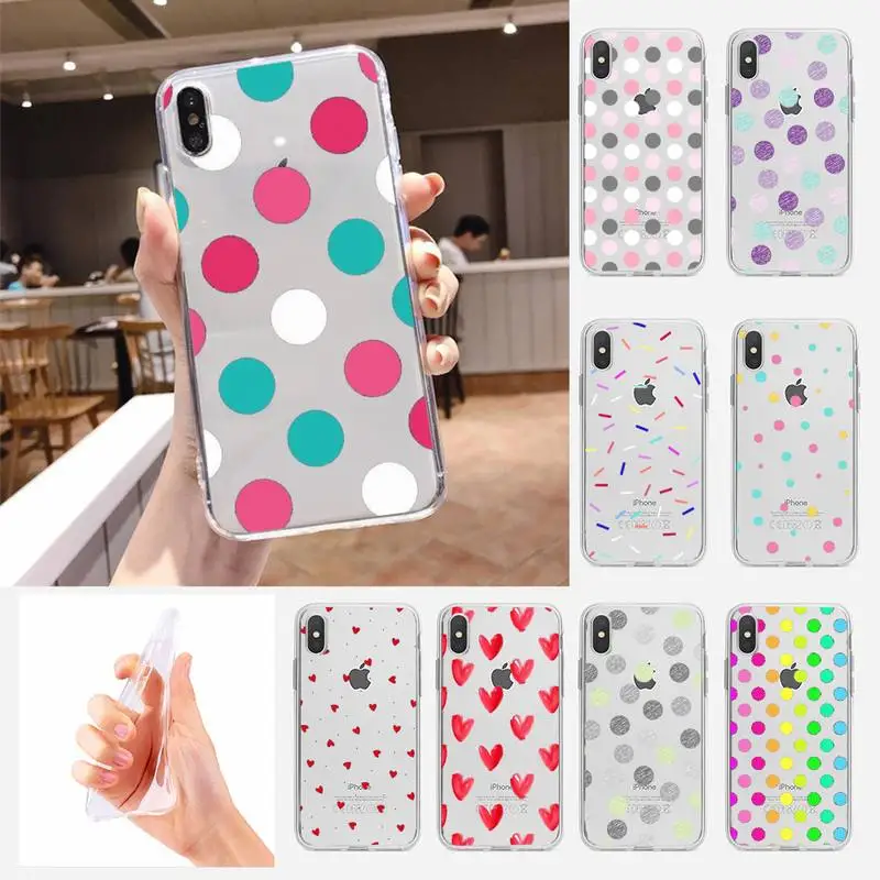 Colored Polka Dots Phone Case For Samsung Galaxy A10s A20S A30S A50S A10A 12 A20 A20E A40 A30 A50 A70 A31 A51A52 A71 Transparent