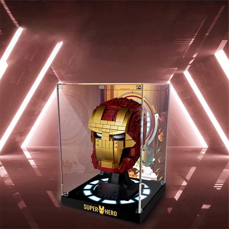 Display Case for Lego Iron Man Helmet 76165, 3MM Acrylic Display Box for Lego 76165 (No Model Set Included)