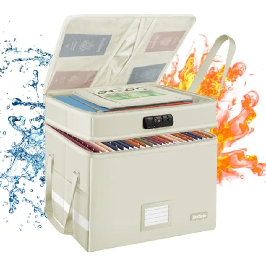 

Огнестойкий многослойный короб для документов с замком, складной органайзер для хранения файлов с карманами и ручкой, большой портативный для дома