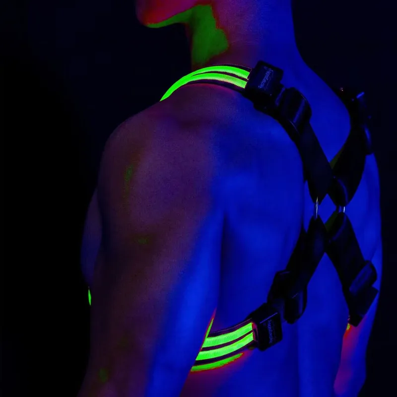 Dimming Light Harness Men Shoulder Belt Sexual Body Chest  Stage Flashing Rechargeable Color Light Chest Belt Muscle harness