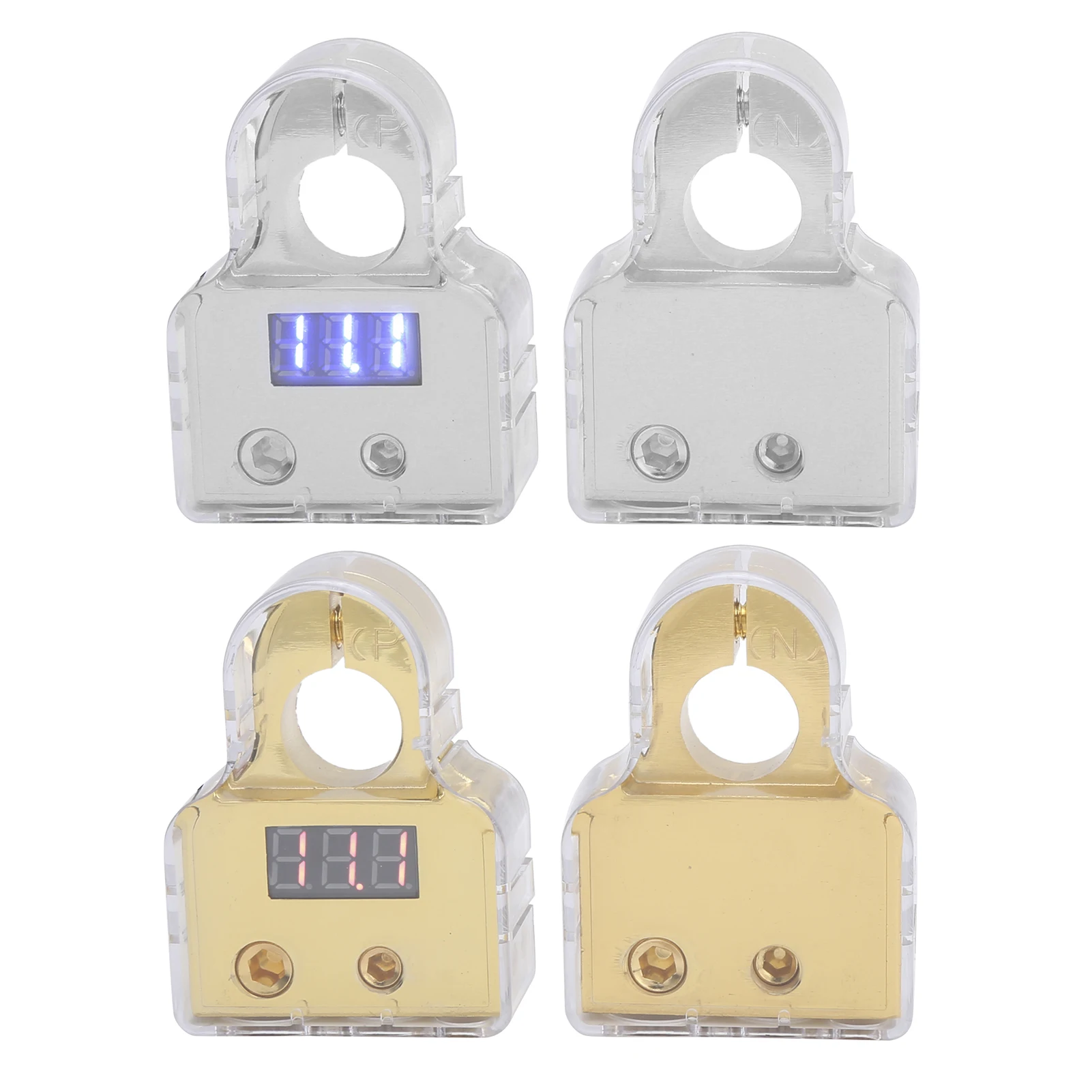 Car Battery Terminal Connectors Kit with Digital Voltmeter Display Stardand 0/4/8/10 AWG Gauge