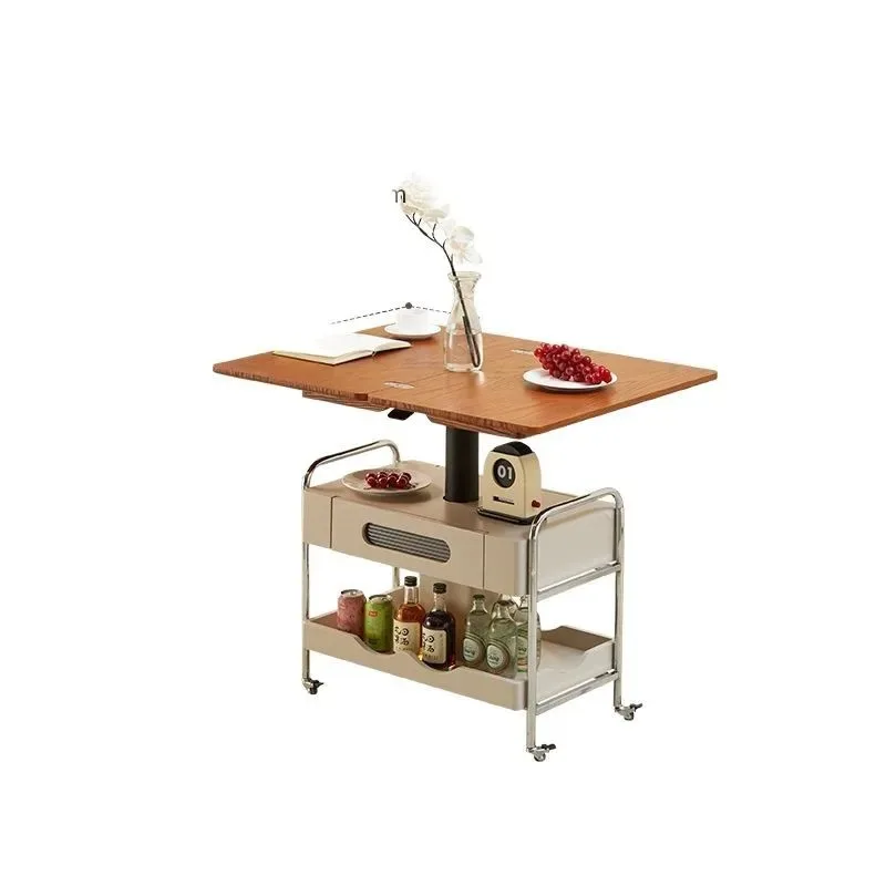 

Movable coffee table antique multi-function lifting side cart