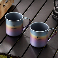 Colorful Titanium Cup 300ml 400ml Camping Water Cups & Coffee Mugs with Lid Ultralight Drinking Cup for Outdoor, Hiking, Garden