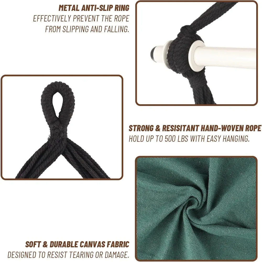 Highwild Hammock Chair Hanging Rope Swing Max 500 Lbs - 2 Cushions Included Steel Spreader Bar with Anti-Slip Rings for An