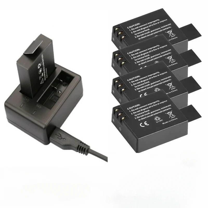 Batterie 1350mAh SJ4000 + chargeur pour SJCAM SJ5000 WIFI SJ7000 SJ8000 SJ4000WIFI SJ6000 EKEN H9R M10 4K H3 H8 H9 PG900