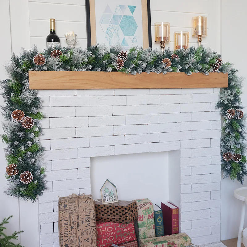 

Рождественский венок из ротанга ручной работы, роскошный, с флокированием и подсветкой, для украшения отелей и торговых центров