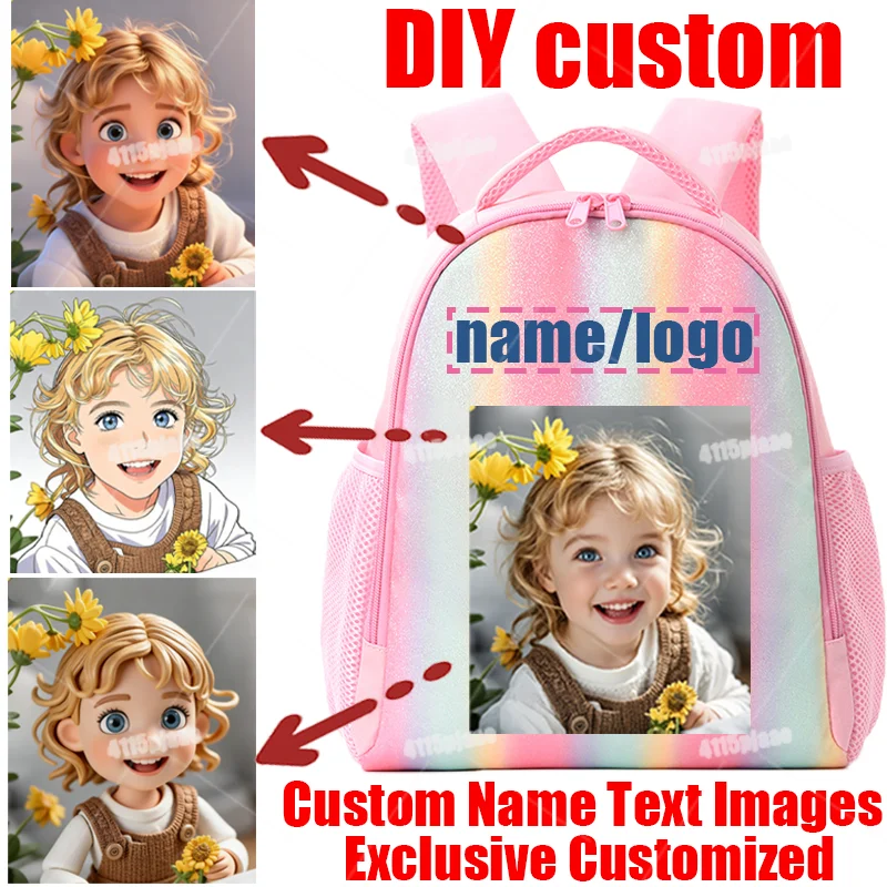 

DIY Custom Name Text Images Backpack Schoolbag Candy Bag CustomMade Daypack Knapsack Handbag Customized Exclusive Festival Gift
