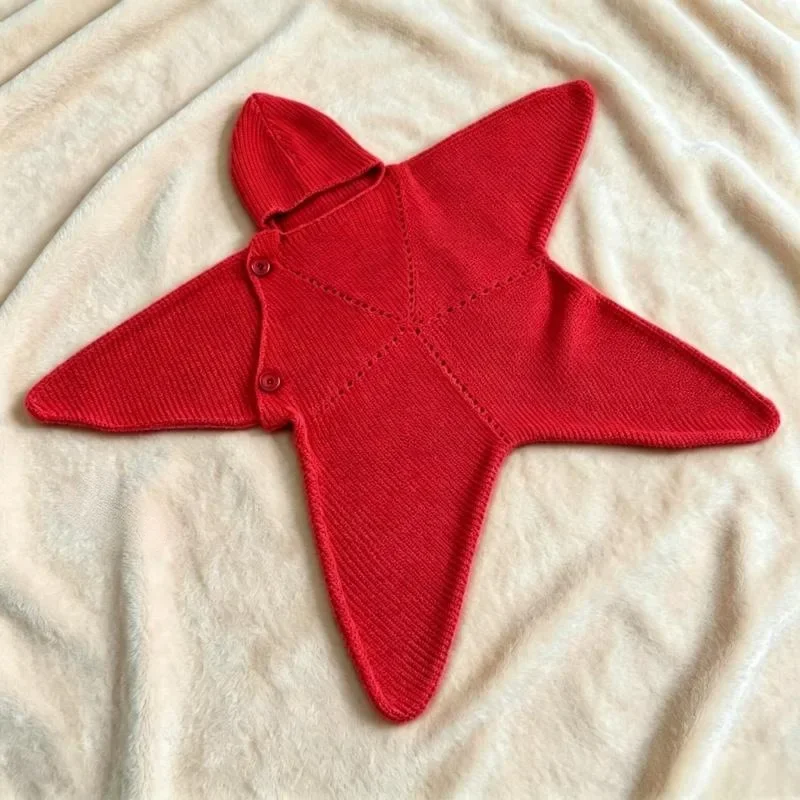 Süßer Cartoon-Strampler für Babys, handgehäkelt, aus Garn, gestrickter Seestern-Jumpsuit, Babykleidung, Frühling/Herbst 2026, Neu – Detail 6