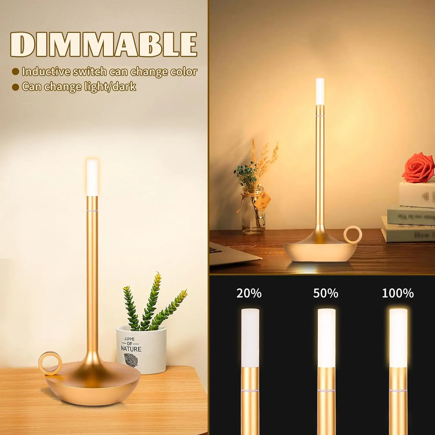 Residential Table Lamp LED Usb Rechargeable Desk Lamp Touch Switch Bedside Decorative Lamp Bar Atmosphere Creative Table Lamp