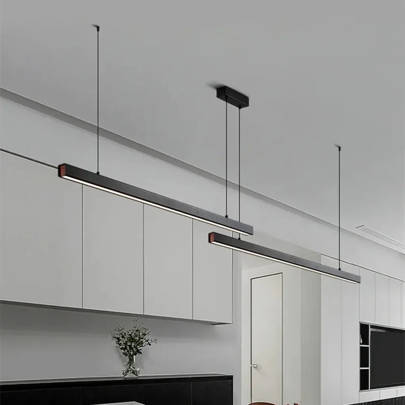 Dining Room Led Chandelier Strip Nordic Minimalist Dining Table Bar Pendant Lights Home Decor Lighting Suspension Design Fixture