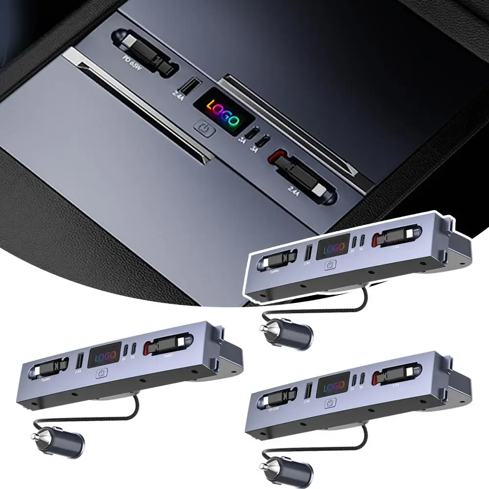 

Для Tesla Model 3/Y Центральная док-станция управления 65 Вт Быстрое зарядное устройство Прикуриватель с несколькими практичными портами