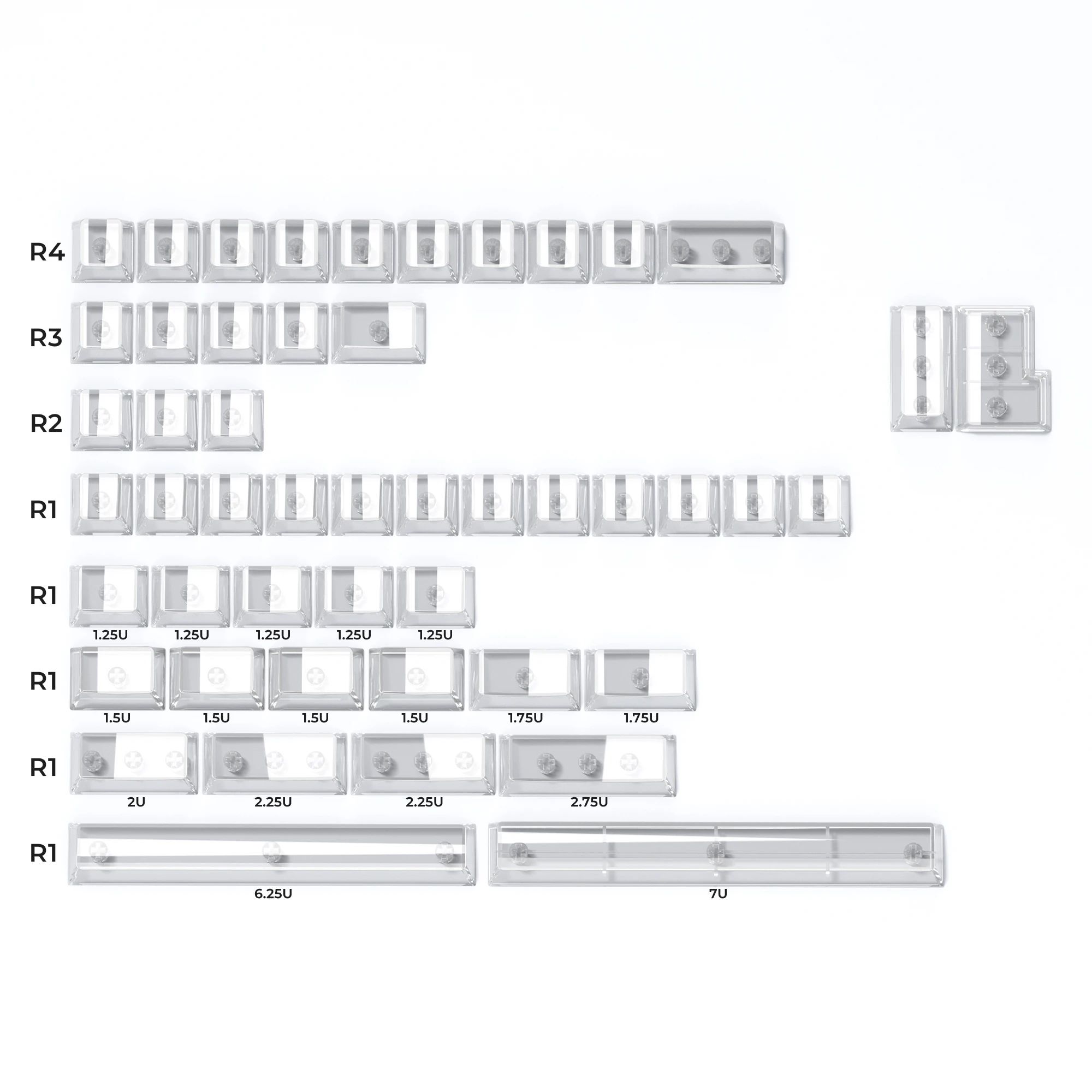 XVX 49 Keys White Transparent Keycaps Mini PC Materia Cherry Profile No Character Key Cap Set DIY Cute Black PC Keycaps