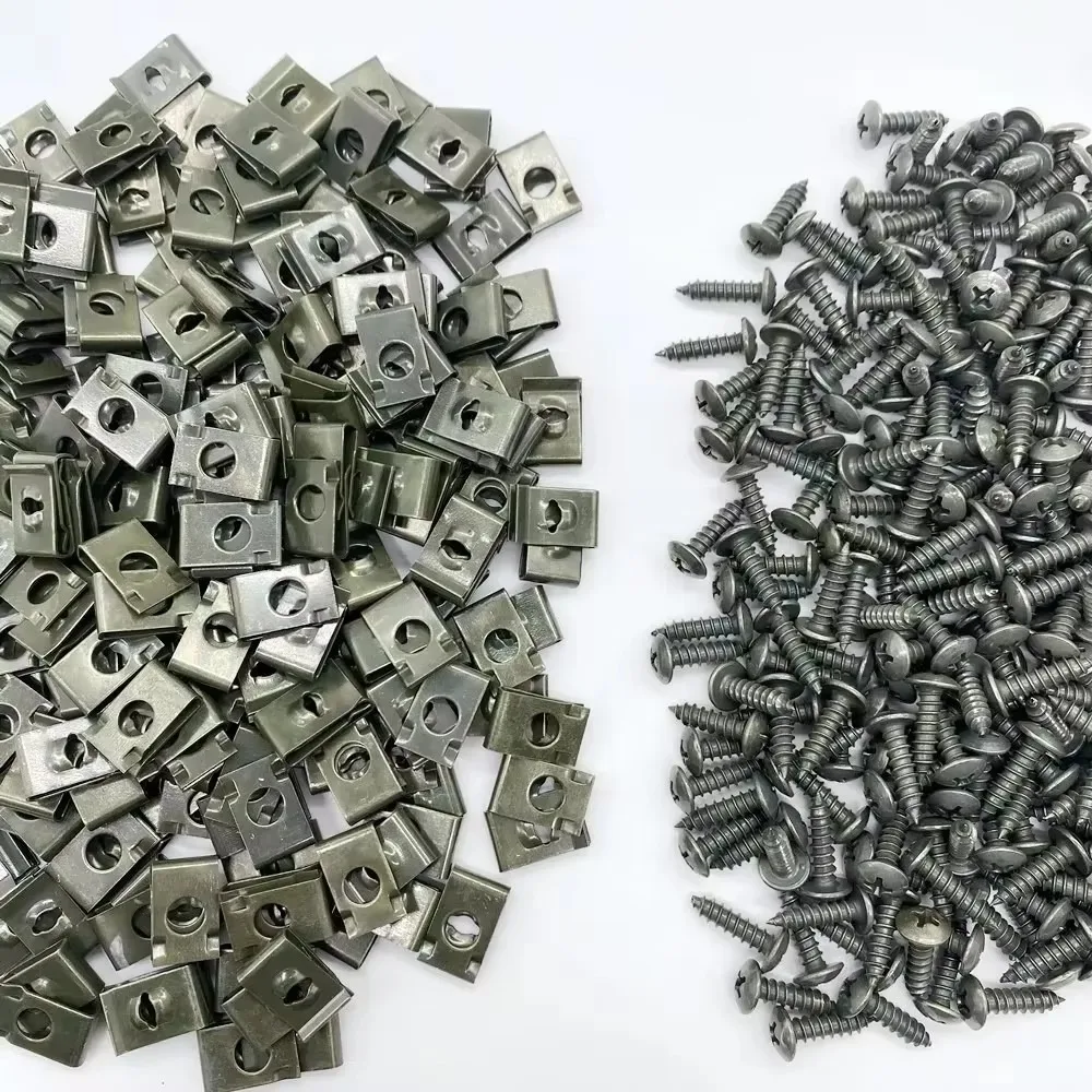 Auto Self-tapping Screw Fasteners Car Metal U-shaped Spacers Self-Tapping Screws Kit Auto Motorcycle Modification Accessories