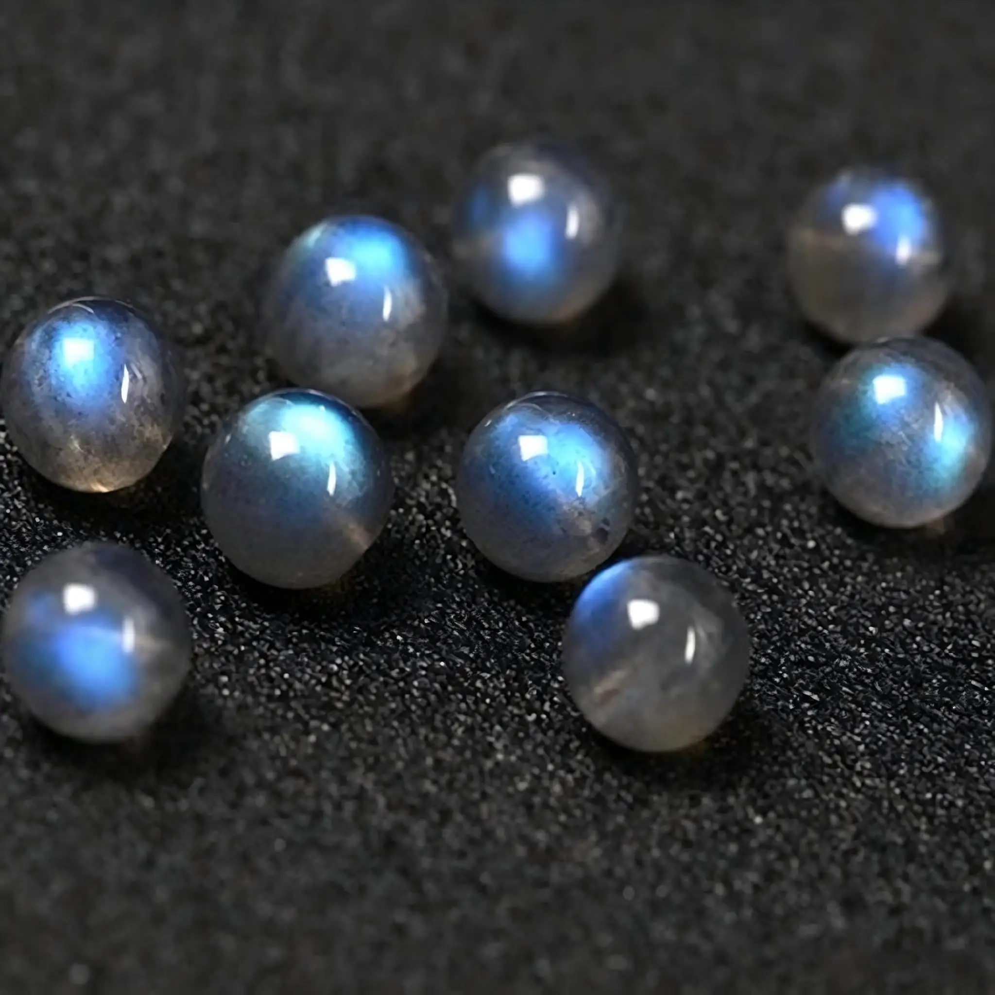 10 Stück/Set, natürliche graue Labradorit-Perlen, hochwertige Mondstein-Perlen für die Schmuckherstellung, zum Basteln von Armbändern und Halsketten. – Detail 4