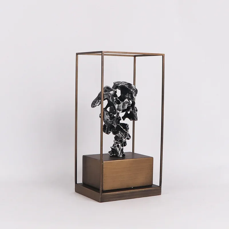 Taihu stone wrought iron frame display ornament exhibition hall sales office lobby partition coffee table jewelry