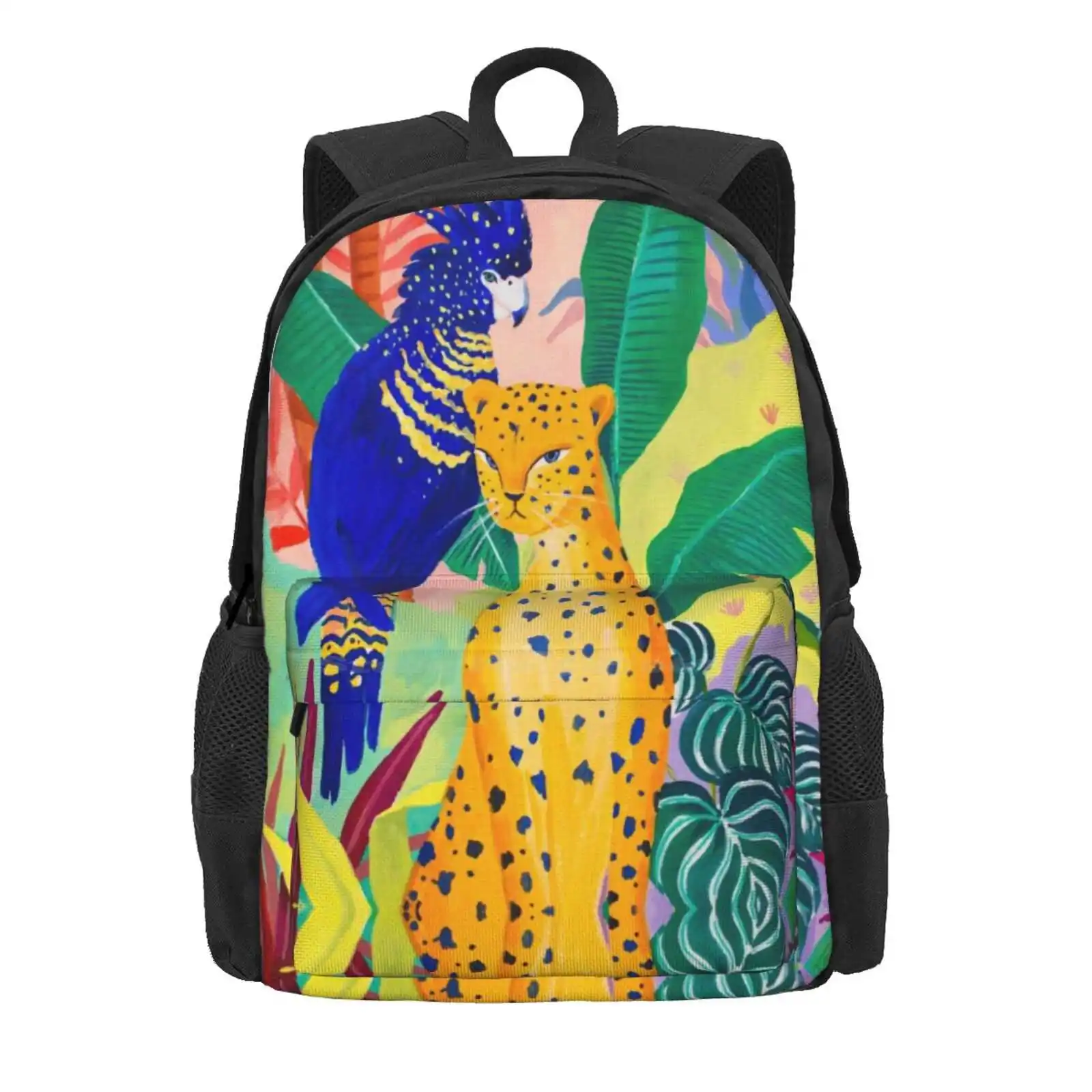 New Friends Hot Sale Schoolbag Backpack Fashion Bags Woman Girl Ladies Plants Leaves Leaf Nature Jungle Tropical Wild Feline