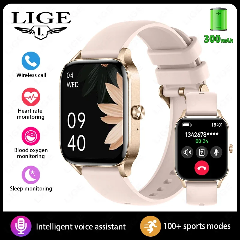 LIGE 2026 Fashion Watch Women 1.85” HD Screen Custom Watch Face Women’s Health Monitor Watch Bluetooth Call Sports Smartwatches