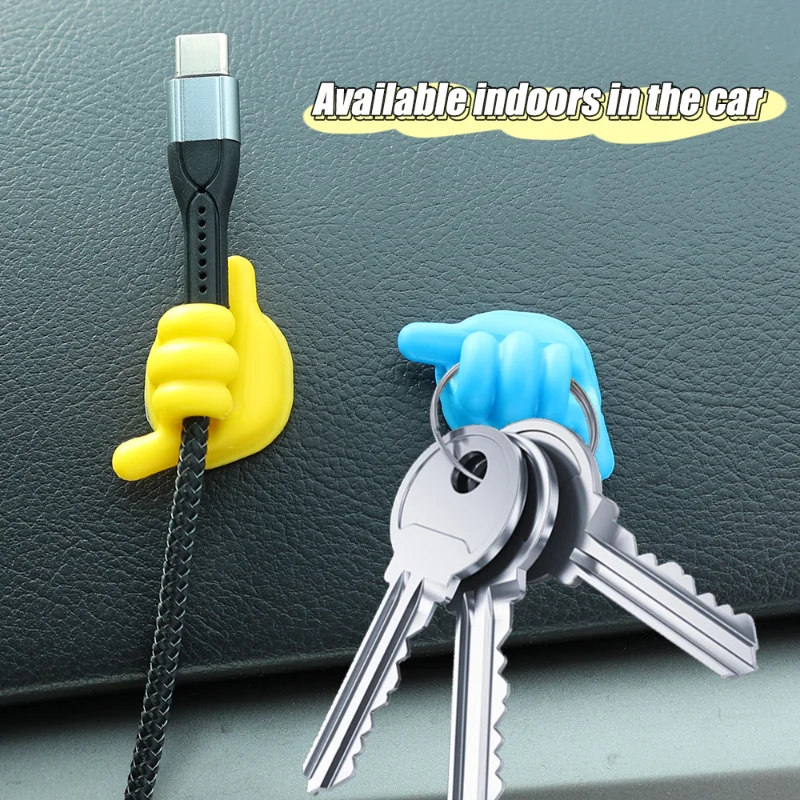 Styling Colorful Thumb Hook Car Phone Charging Cable Tidying Tools Universal Auto Interior Cable Organizer Clips Accessories