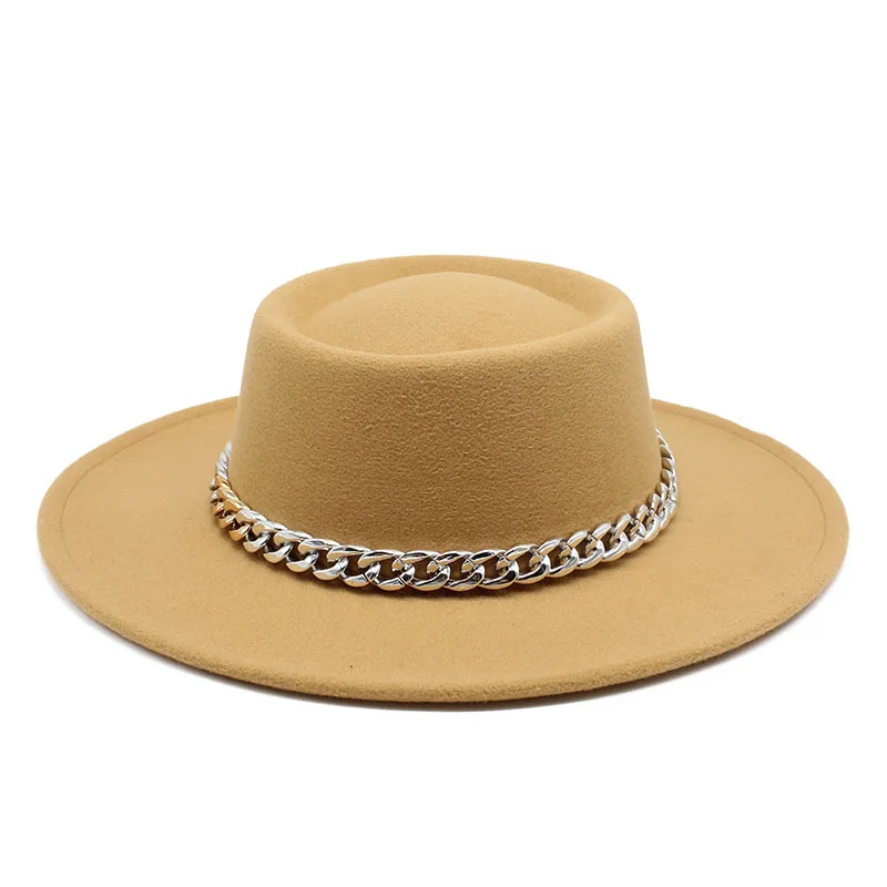 

2022 Cross Border Xiaohongshu New Chain Dome Convex Top French Top Hat European And American Style Felt Hat 8 5cm