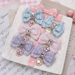 Autumn Winter Fashion Lolita Hair Accessories Kawaii Plaid Ribbon Bow Hairclip Women's Hair Accessories 1 Pair Handmade