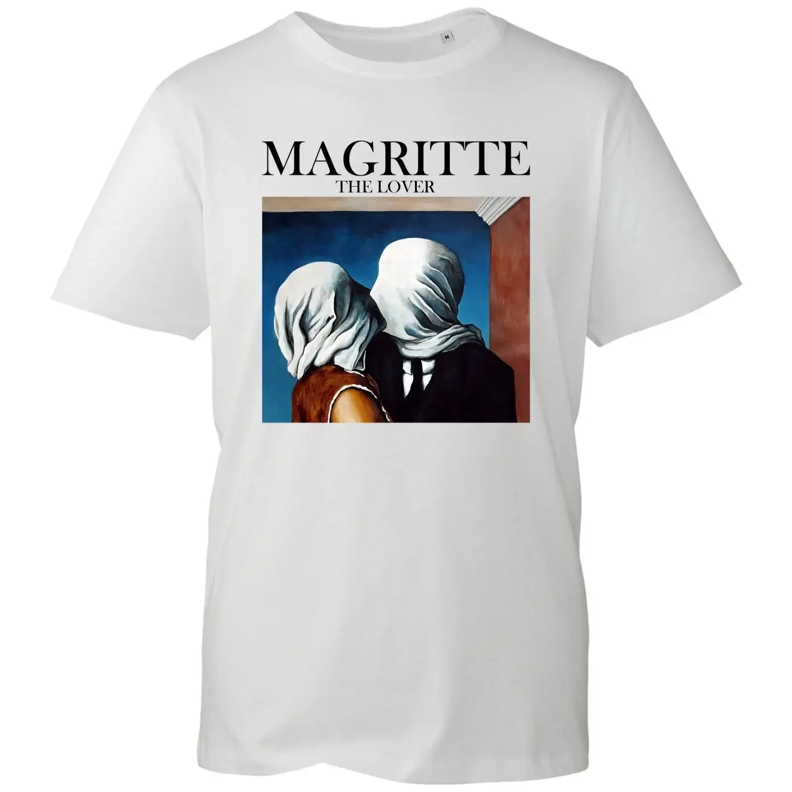 Os amantes magritte t camisa famoso artista mural gráfico topo presente vintage lavado esticado unisex macio homme