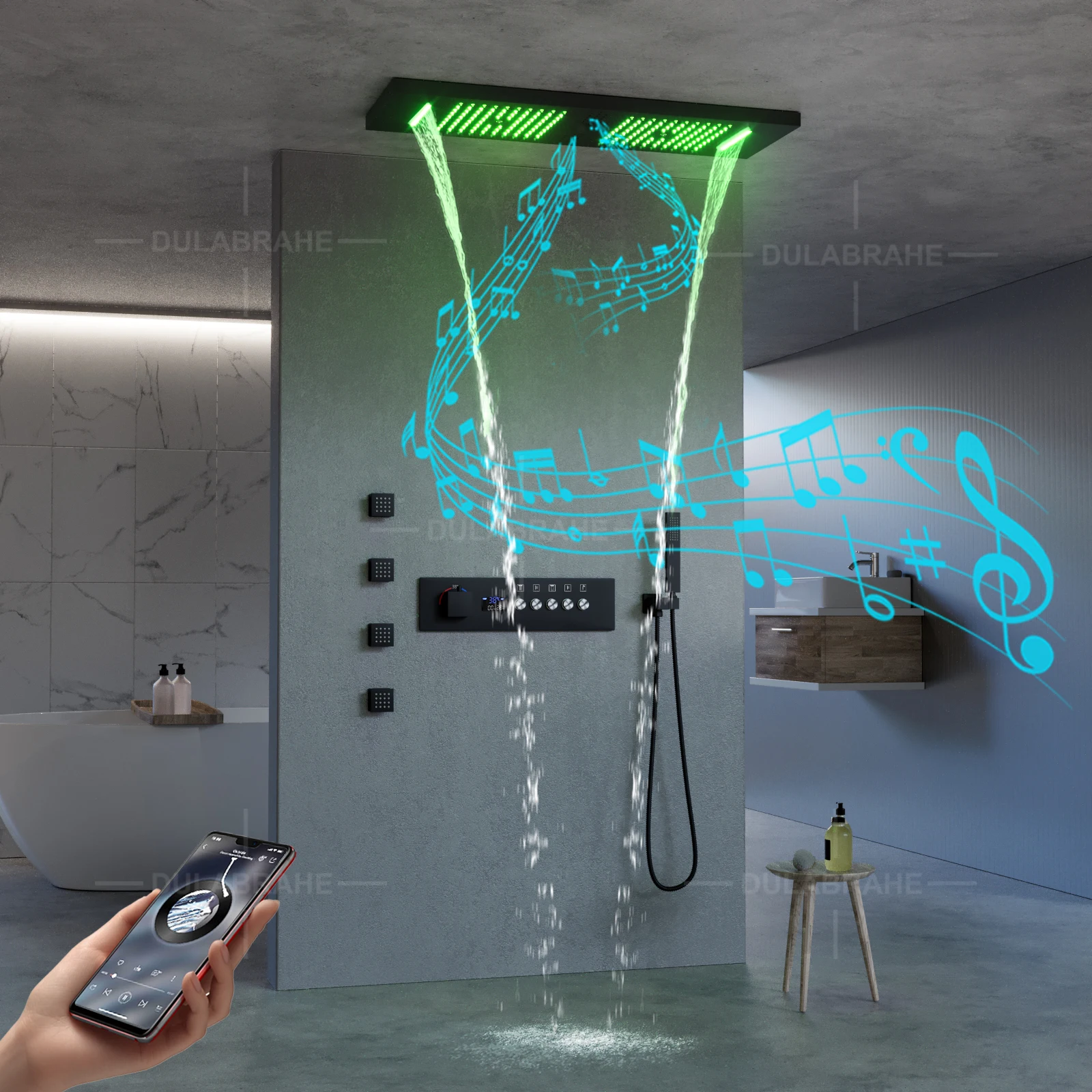 36×12 Inch Hotel Couple Showers System Bathroom Thermostatic Mixer Faucet Set Contemporary Emotional Appeal SPA Shower Head