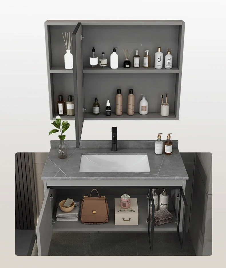 

#Hot Sale Stainless Steel 304 Bathroom Wash Cabinets Classic Bathroom Sink Vanities with LED Mirror