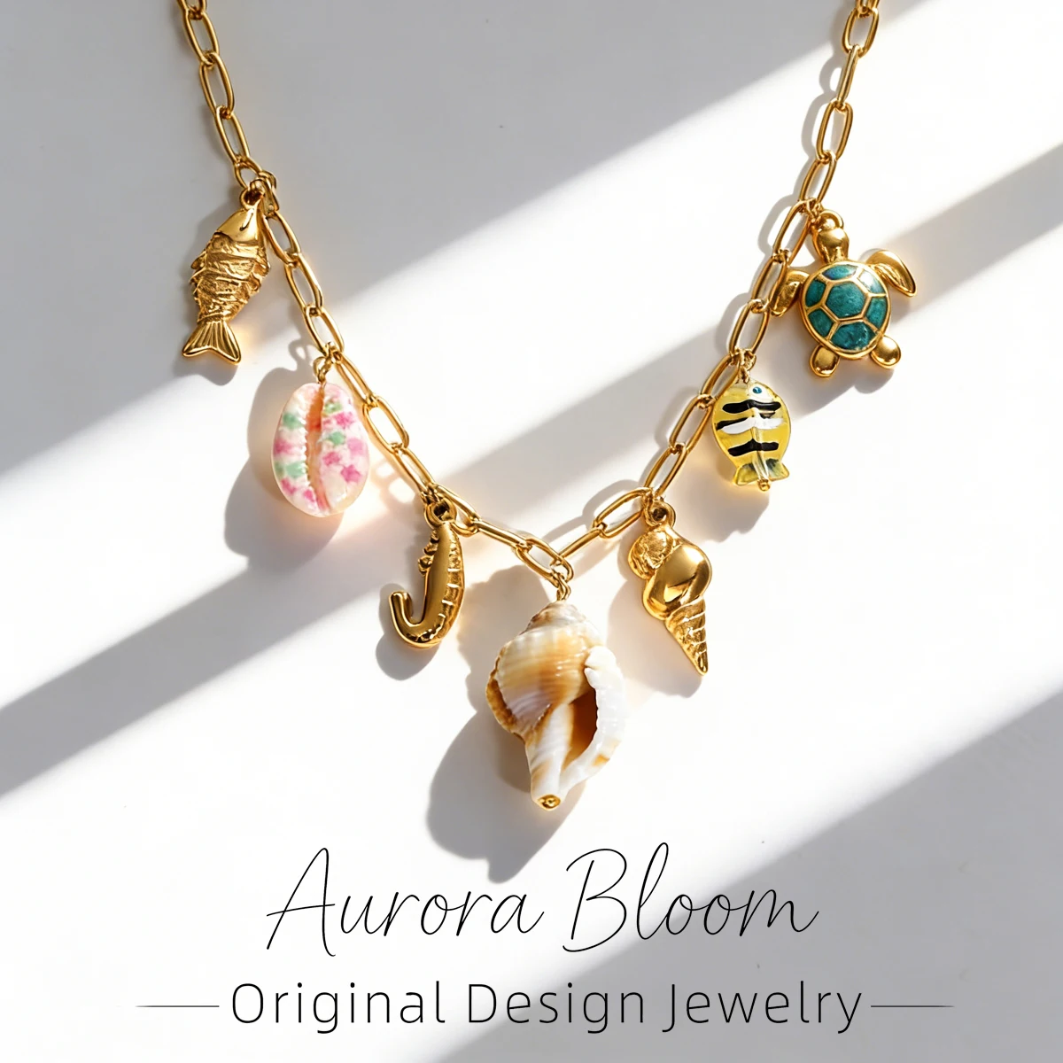 

AURORA Summer Beach Conch Pendant Necklaces For Women Trend 18K-Gold Plated Women's Necklace Vacation Jewelry Set Decoration